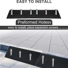 2Pcs Curb Ramps Driveway, Heavy Duty 4″ Rise Rubber, 38.5″ L x 9.5″ W, 4400 LB
