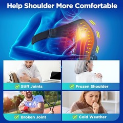 Cordless Portable Shoulder Heating Pad Massager Vibration Support Black Wrap