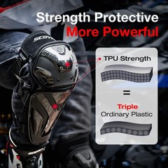1 Pair Motorcycle Knee, Shin Guards, Adjustable, TPU Armor, Black, Motocross