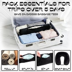 Fampery 1-Pack Stuffable Travel Pillow for Extra Luggage – Neck Black