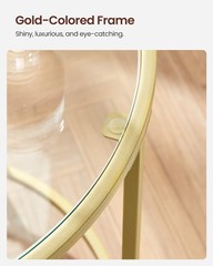 Vasagle Round Side Tables Set Of 2 Glass End Tables Metal Frame Gold Coffee