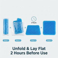 QWORK Gel Seat Cushion, Cool & Breathable 42 x 37 x 3.5 cm, Blue