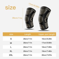 2x Copper Knee Sleeves Compression Brace Support Sport Joint Injury Pain