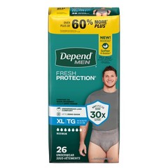 ( 2 pack ) Depend Fresh Protection Incontinence Underwear for Men, XL, 26 Count