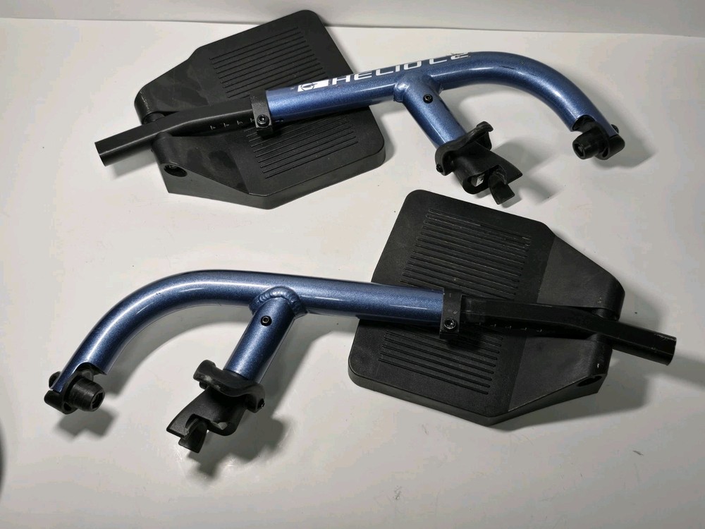 Pair Of Blue Helio C2 Motion Composite Newton Wheelchair Footrest