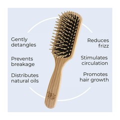 TEK Medium Rectangular Ash Wood Hair Brush, Short Teeth, Handmade in Italy