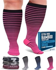 3 Pairs Plus Size 3X-Large Stripes (Pink/Cobalt Blue/Grey) – 3 Pairs