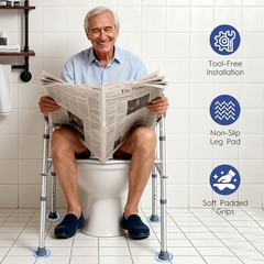Raised Toilet Seat with Handle for Seniors Adjustable Aluminum Alloy, Elevated