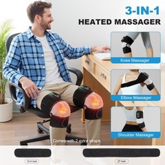Electric Heated Knee Massager, 3-in-1 Cordless Knee Brace with Heat and Massage