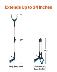 2-Pack 34in Long Handle Reacher with 360° Jaw and Magnetic Tips