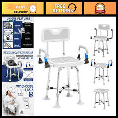 Heavy Duty Shower Chair for Seniors & Disabled – 500 Lbs Capacity, Adjustable wi