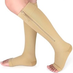 1/2/3Pairs Zipper Open Toe Compression Socks 20-30mmHg Calf Leg Support Stocking