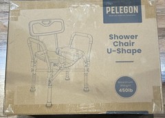 Shower Chair U-Shape Seat (450lb) Dark Blue Heavy Duty – Padded Armrests & Back