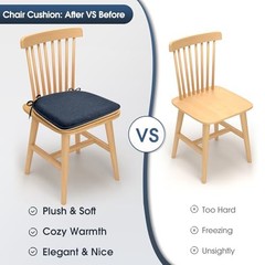 Chair Cushions, 4 Pack Memory Foam Chair Pads, Thin Seat Cushion, Dark Blue