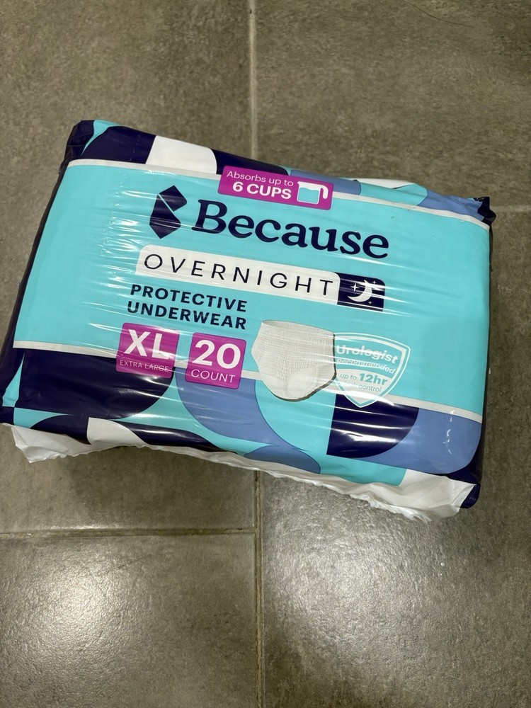 Because Overnight Protective Underwear XL 20 Count – Absorbs up to 6 Cups
