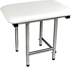 Bathroom Shower Bath Seat Folding Wall-Mounted Rectangular Padded Steel