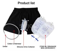 Male Wearable Incontinence Pants Urinal Bag External Silicone Urine Collector