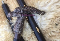 Aluminium Dragon Head Brass Wood Handle Walking Cane Shaft Vintage Look Stylish