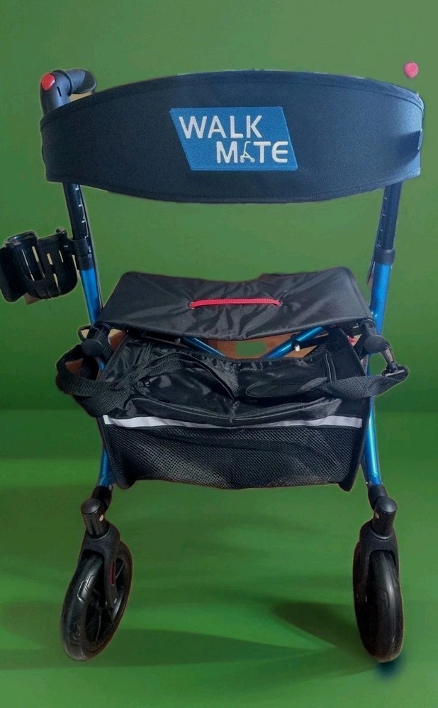 WALK MATE ROLLATOR Mobility Walker.. Seat & Backrest Cup Holder 8”Wheels Bag