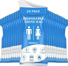Disposable Urine Bag Blue Urinal 12/24 Travel 1 Pack Blue-24 PE