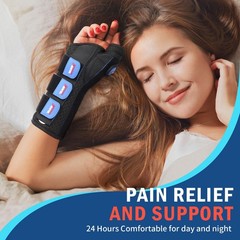 FEATOL 2 Pack Wrist Brace with Thumb Spica Splint Medium/Large, Black Blue