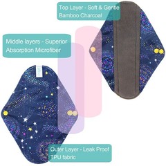 Leekalos Bamboo Menstrual Cloth Pads – Reusable Small (Pack of 6), Mystery