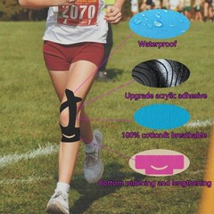 12 Count Precut Kinesiology Tape for Knees, Waterproof Knee Tape for Knee Pain