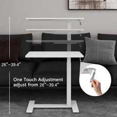 26″ Overbed Table with Hidden Wheels Pneumatic Adjustable End Table