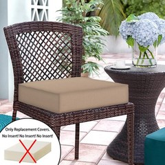 Magpie Fabrics Patio Cushion Covers Set of 20x18x4 Inch (2 Count), Khaki