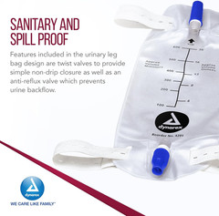 Urinary Leg Bag 600mL Anti-Reflux Valve Medium 12 Pack White