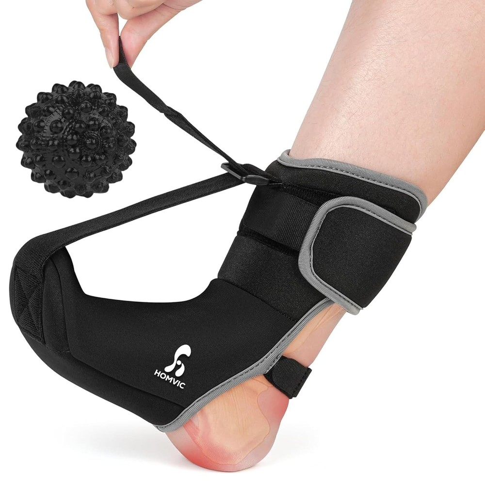 Plantar Fasciitis Night Splint Sock w/ Massage Ball Heel Arch Support (M)