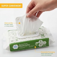 600-Count 8″x12″ Premoistened Disposable Wet Washcloths for Adults with Aloe