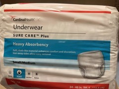 Cardinal Health Underwear 20 count SURE CARE Plus Heavy Absorbency S/M (34″-46″)