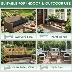 Summsun Outdoor Bench Cushion: Waterproof and Fade 45x18x3 Inch, Black