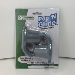Essential Medical Supply Pop & Glide Easy Use Walker Ski Glides, 2 Pack Gray