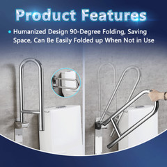 Flip Up Grab Bars Handicap Rails Toilet Safety Rails Stainless Steel Grab Bar