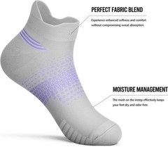 Cushioned Ankle Compression Socks for Women – 6 Pairs in Black, White, Grey