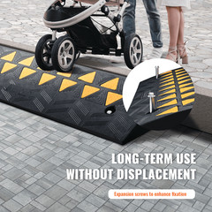 3.7in Rise 10×39.4in Rubber Curb Ramp 15T Heavy Duty Adjustable Black