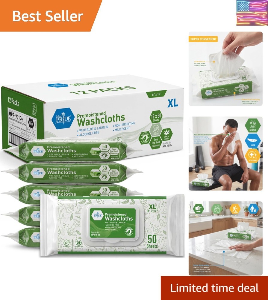 Premoistened Washcloths 600 Count Aloe .