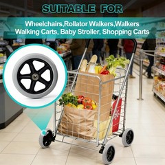 2Pcs 6 Inch Solid Wheelchair Replacement Wheels Rubber 6 inches, Grey