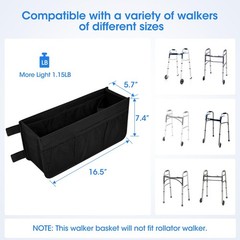 Foldable Walker Basket with Cup Holder | Large Capacity Walker Bag for Seniors,