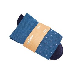 Wellow Bamboo Compression Socks 18~25 mmHg, Knee High, Cobalt Dot