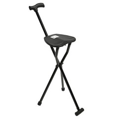 2-in-1 Walking Cane with Seat,Folding Cane Chair, Portable Crutch Chair Black US