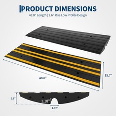 48in Rubber Curb Ramps 2 Pack 2.76in Rise Heavy Duty for Driveway RV Wheelchair