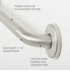48″ Wall Mount Grab Bar, 1 ¼“ Diameter, Concealed Flanges, ADA 48 Inch