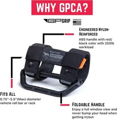 GPCA – Universal Grab Handles for Roll Bar 1–5.5 inches, 4 Pack, Jet Black