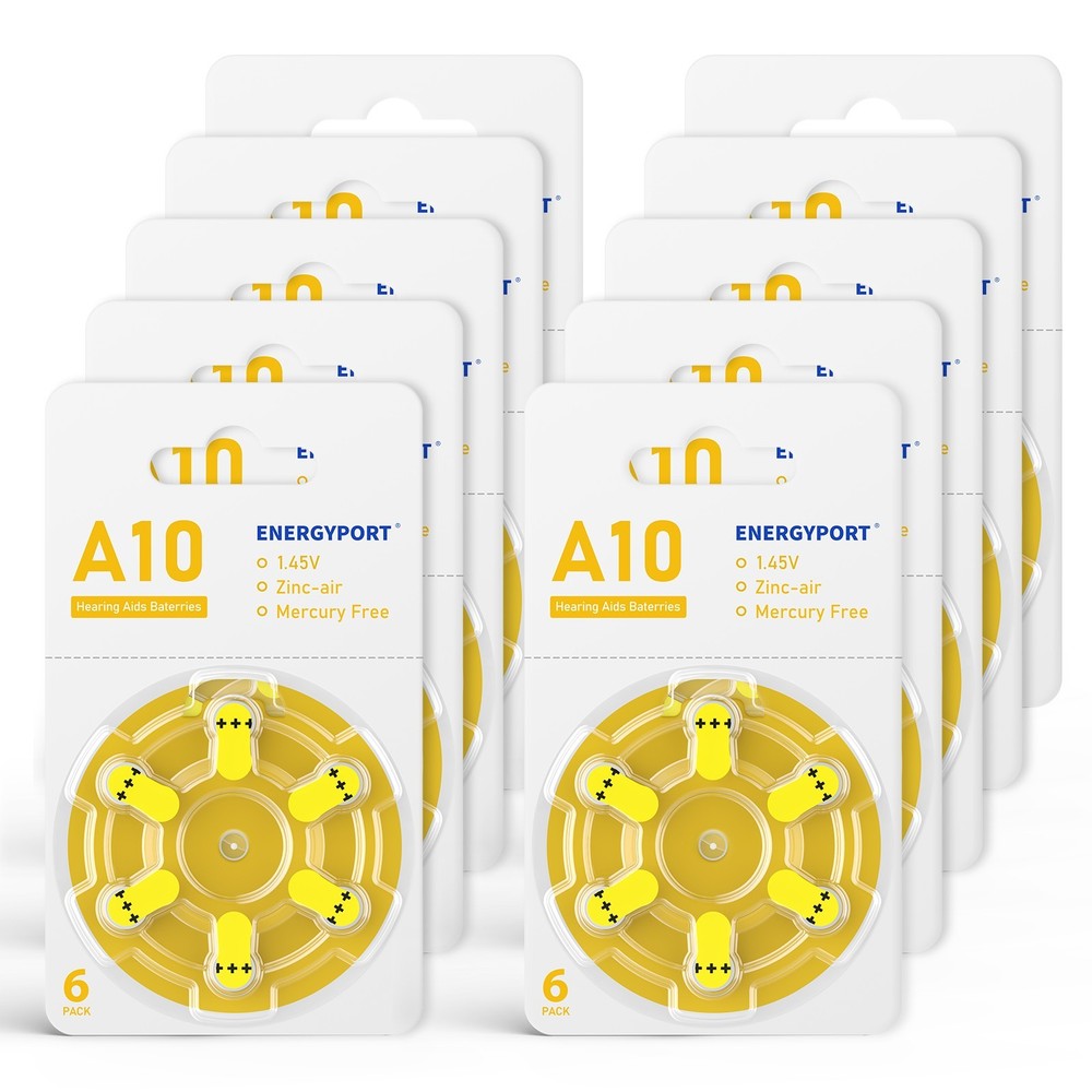60 Pcs Hearing Aid Batteries Size : 10, 13, 312 or 675 1.45V Zinc-Air Battery