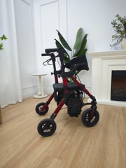 Used 2-in-1 Rollator & Transport Chair – Lightweight Foldable – Red