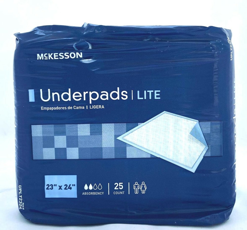 McKesson Underpads Lite 23 X 24 In Disposable Fluff / Polymer Light Absorbency