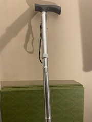 Foldable Adjustable Aluminum Walking Cane Silver Black Lightweight for Adults